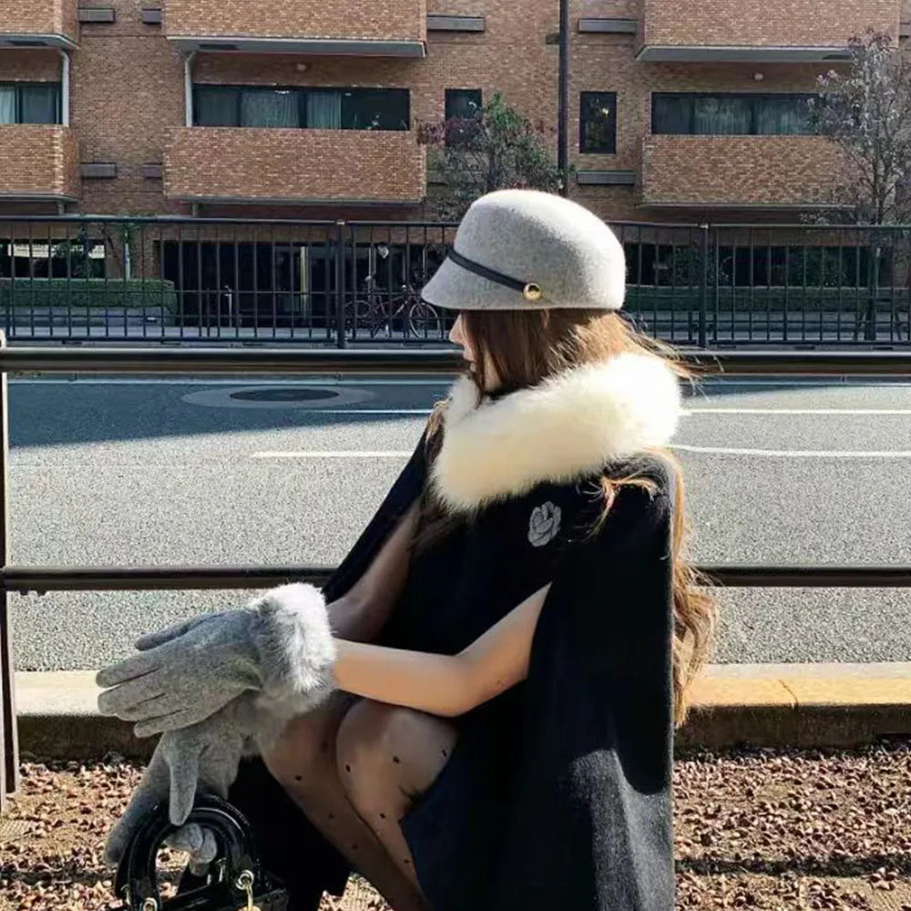 Vintage Wool Equestrian Beret Hat for Women