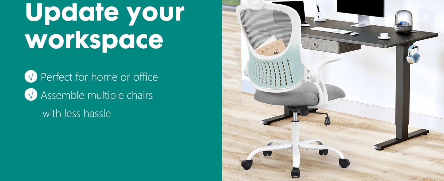JHK Ergonomic Mesh Office Chair with Flip-Up Arms