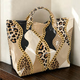 Leopard & Chain Print Glossy Tote Bag