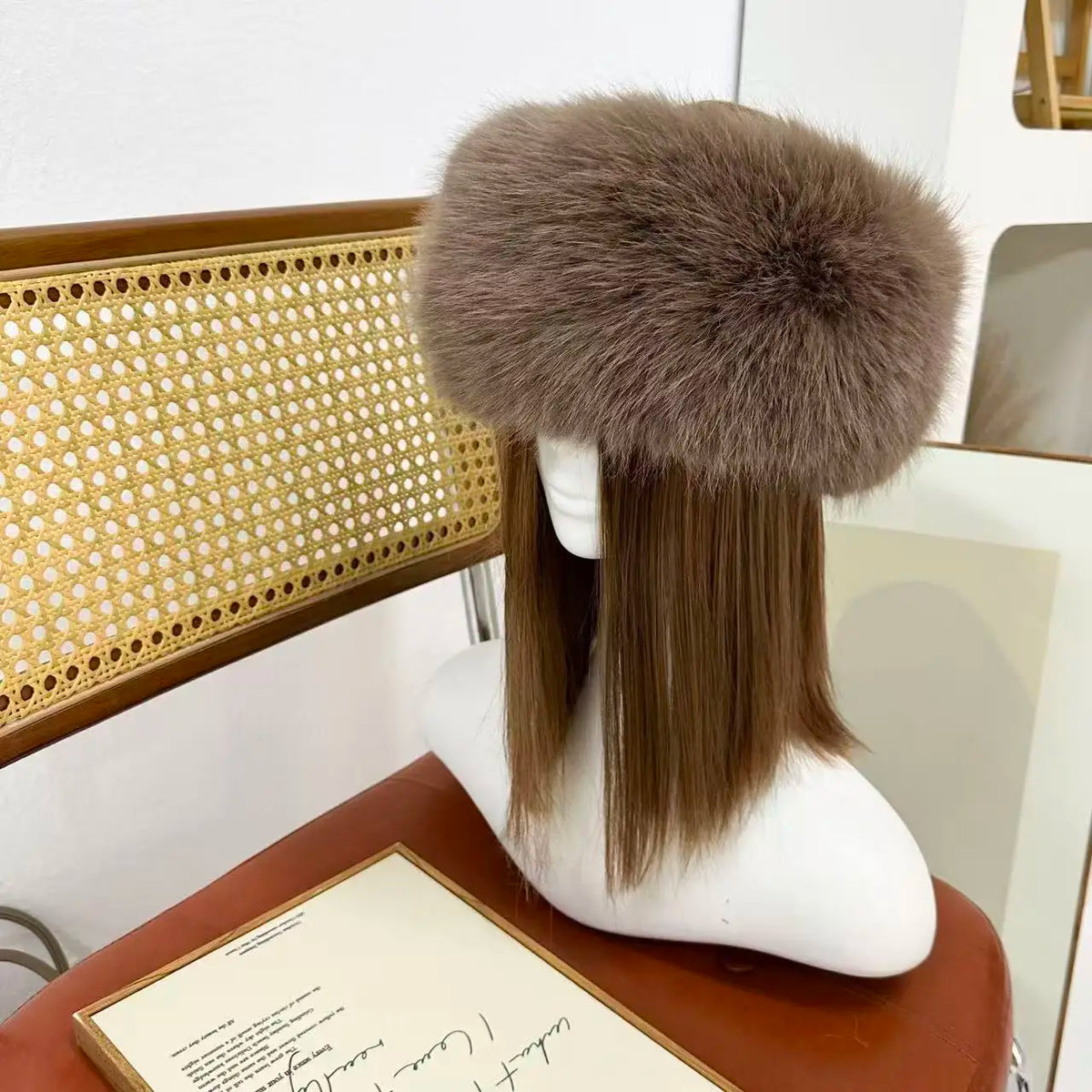 Soft Faux Fur Headband Beige warm hat for women Faux Fur Hairband with Elastic for Women's Winter Earwarmer Earmuff шапка