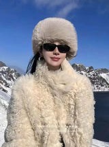 Faux Fur Hat for women for Winter leopard print hat Thickened Russian warm hat women Personality mongolian hat Fishermen Hat