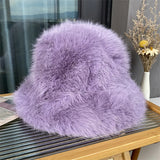 Faux Fur Bucket Hat Hot Warm Imitation Fur Thickened Autumn Winter hat Personality Fishermen Hats for women Bracer Plush hat겨울모자