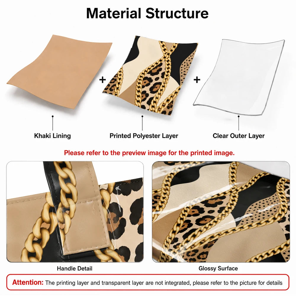 Leopard & Chain Print Glossy Tote Bag