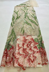Embroidered Floral Sequin Mermaid Gown with Detachable Shawl