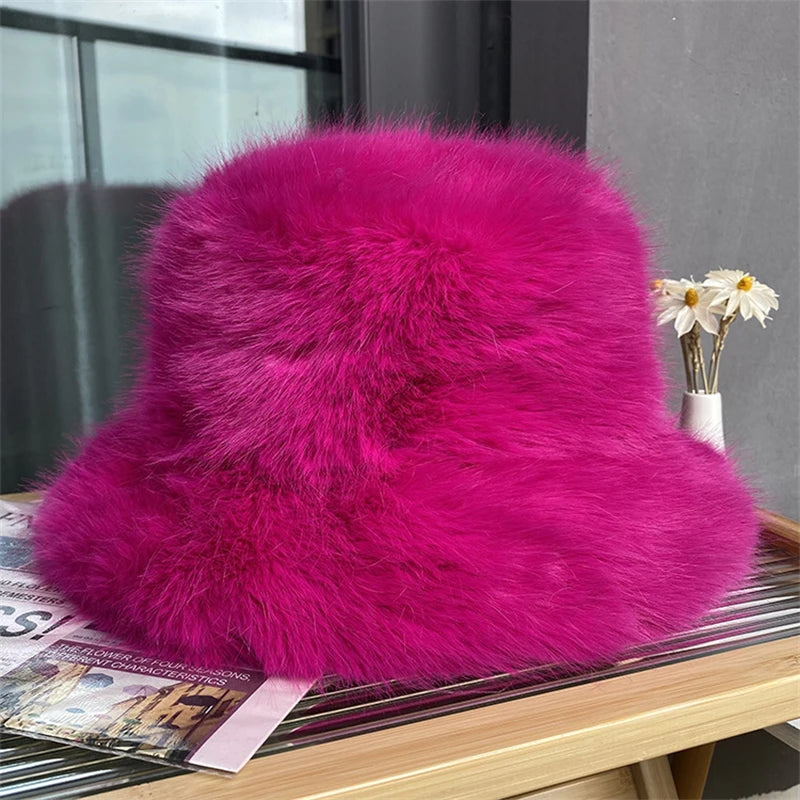Faux Fur Bucket Hat Hot Warm Imitation Fur Thickened Autumn Winter hat Personality Fishermen Hats for women Bracer Plush hat겨울모자