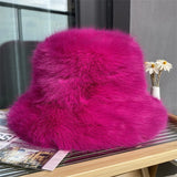 Faux Fur Bucket Hat Hot Warm Imitation Fur Thickened Autumn Winter hat Personality Fishermen Hats for women Bracer Plush hat겨울모자