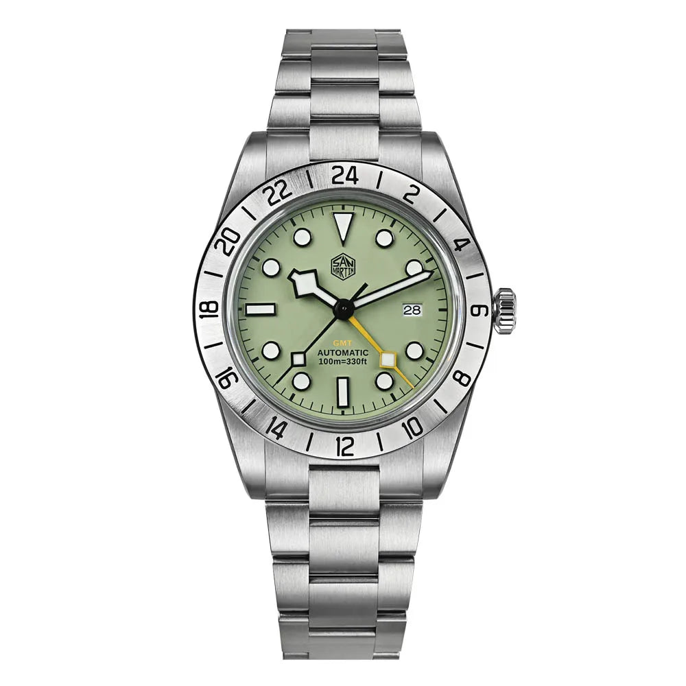 San Martin Upgraded 38.3mm BB GMT Hangzhou 6460 Men Automatic Mechanical Watches Sport Sapphire Luminous Waterproof 100m SN0054