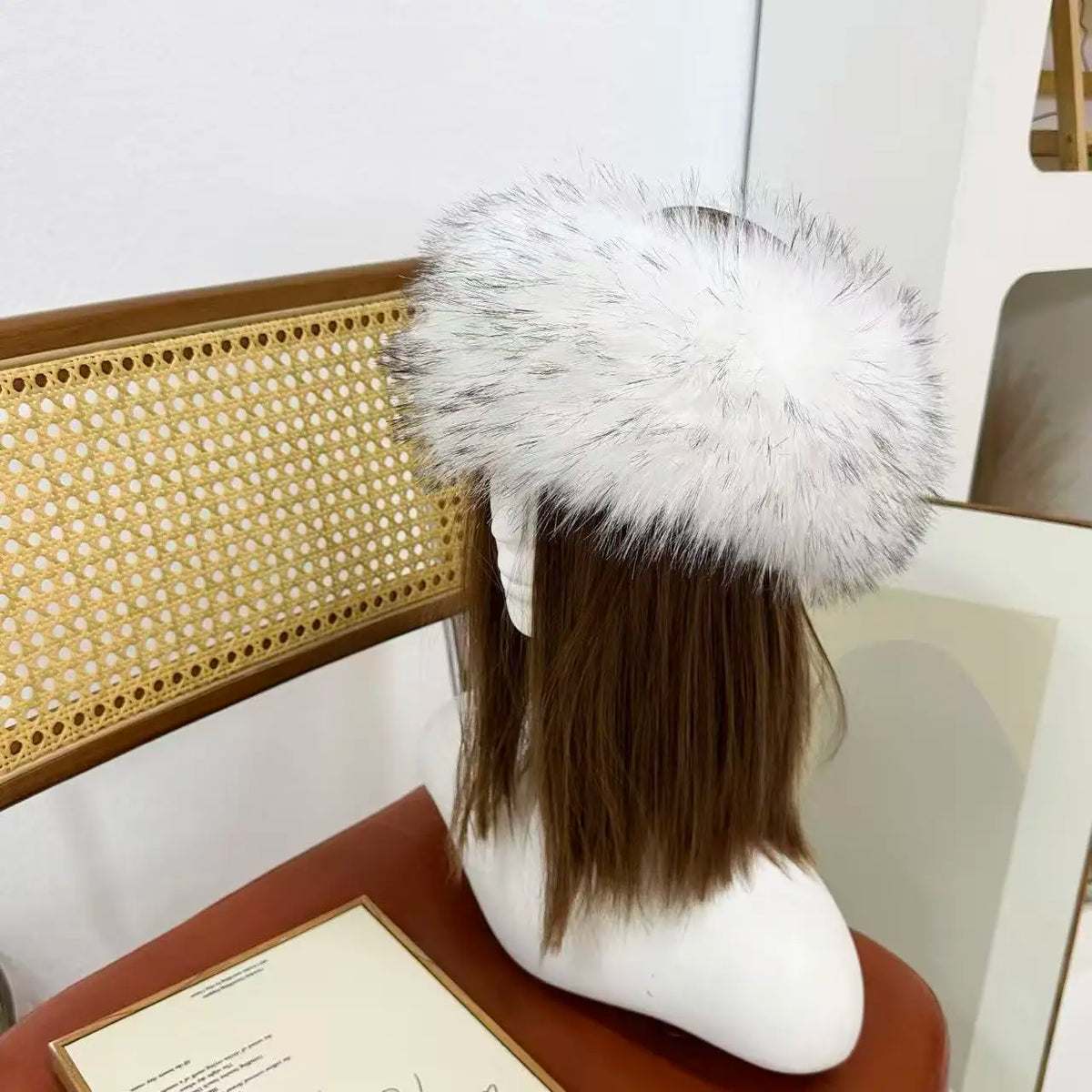 Soft Faux Fur Headband Beige warm hat for women winter Fur Headband with Elastic for Women's Winter Earwarmer Earmuff шапка