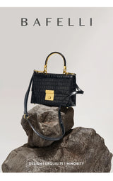 BAFELLI PURSE 2026 LUXURY BAG CROCODILE GRAIN LEATHER EVENING HANDBAG FASHION BUSINESS HANDLE CASUAL WOMEN FEMALE CROSSBODY