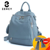 Zency Women's Genuine Leather Backpack High-Quality School Bag Travel Female Shopper Shoulder Satchel Rucksack Commuter