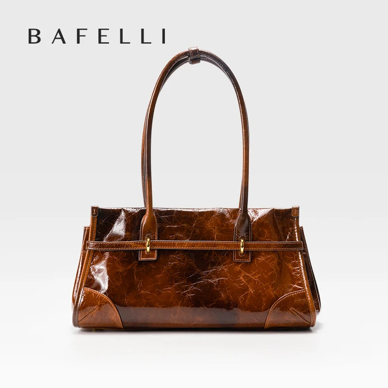 BAFELLI Vintage Baguette Bag – Genuine Oil Wax Leather