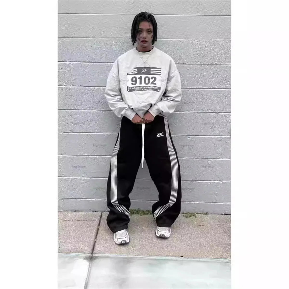 Retro Striped Wide-Leg Streetwear Pants