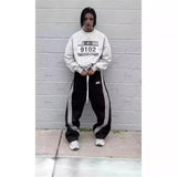 Retro Striped Wide-Leg Streetwear Pants