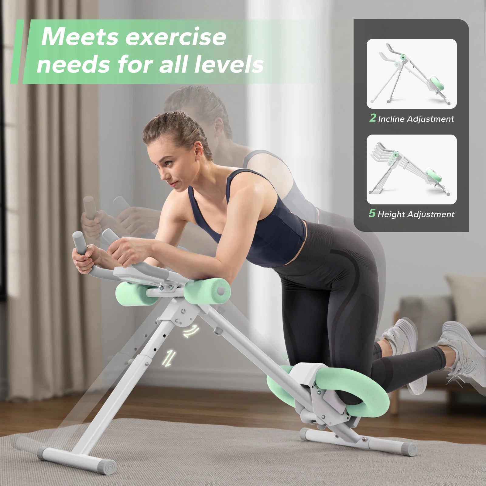 MERACH 2314 Ab Machine Adjustable Trainer Workout Foldable Knee Protection Abdominal Exercise Machine Core Ab Exercise System Trainer