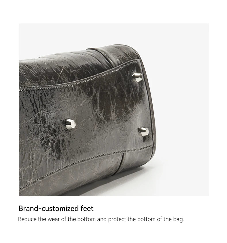BAFELLI Vintage Baguette Bag – Genuine Oil Wax Leather