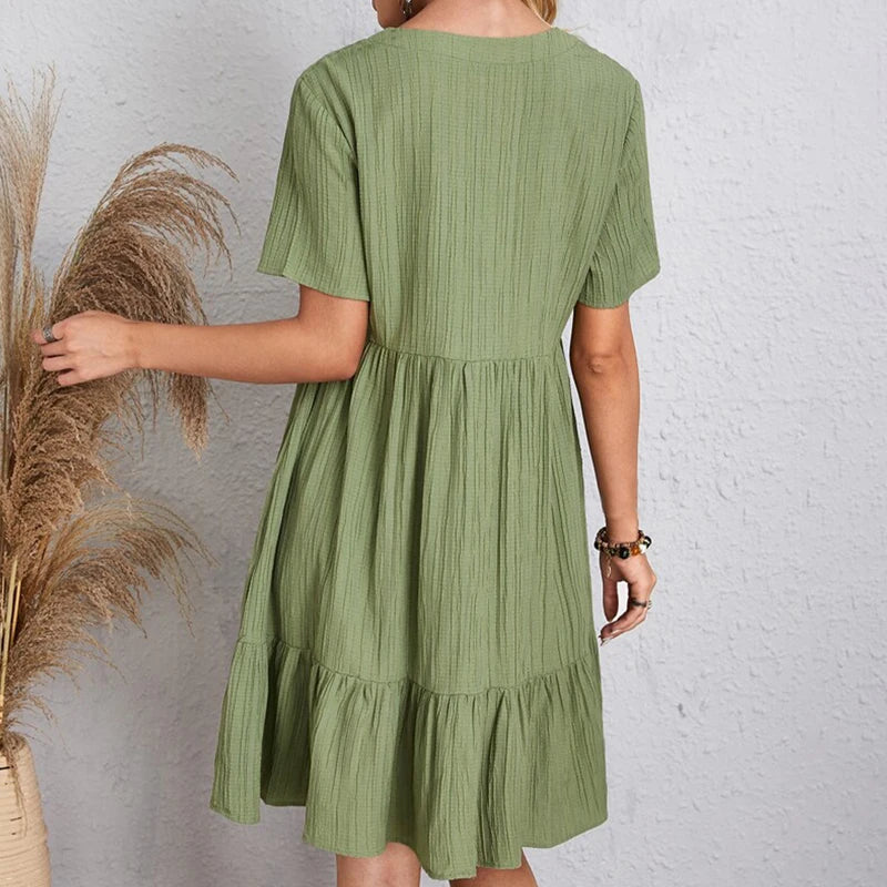 Bohemian V-Neck Mini Dress