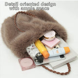 Plush Pleated Faux Fur Large Tote – High-End Crossbody with Metal Chain