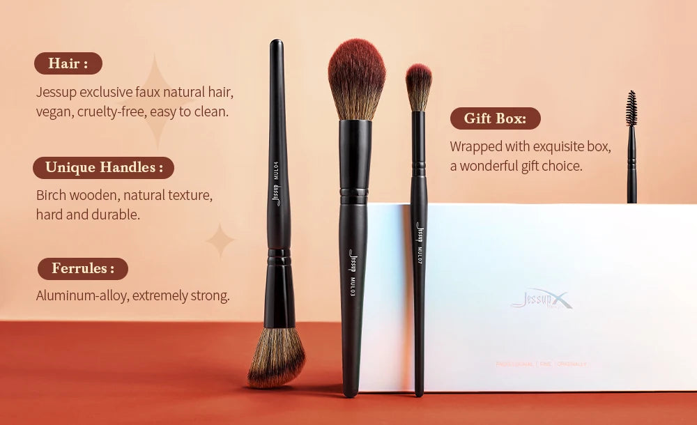 Jessup Makeup Brushes Set 3-21pcs Premium Synthetic Big Powder Foundation Concealer Eyeshadow Eyeliner Spoolie Wooden T271