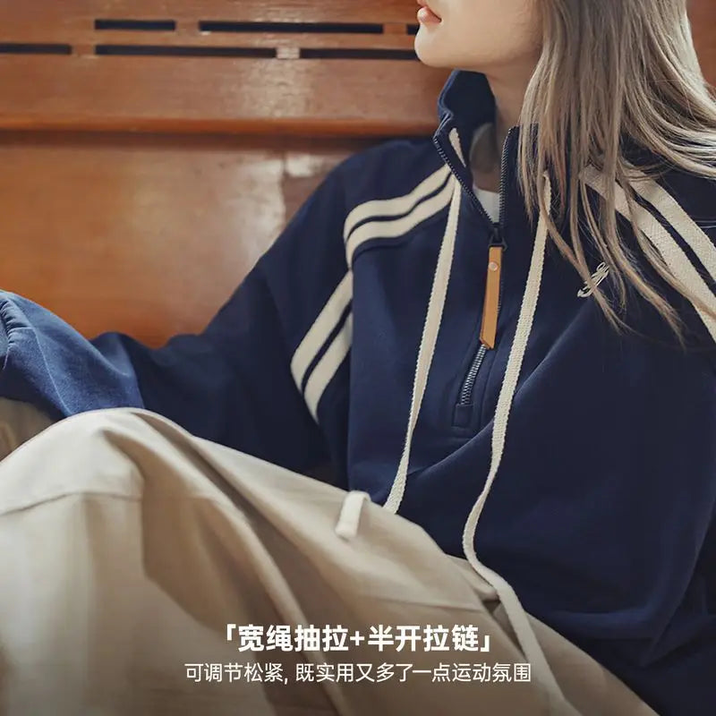 Women’s Vintage Half-Zip Cotton-Blend Sweatshirt