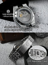 San Martin 40mm Enamel Spiral Dial Integrated Bracelet Men Diver Watch Miyota 9015 Automatic Mechanical Waterproof 200m SN0148