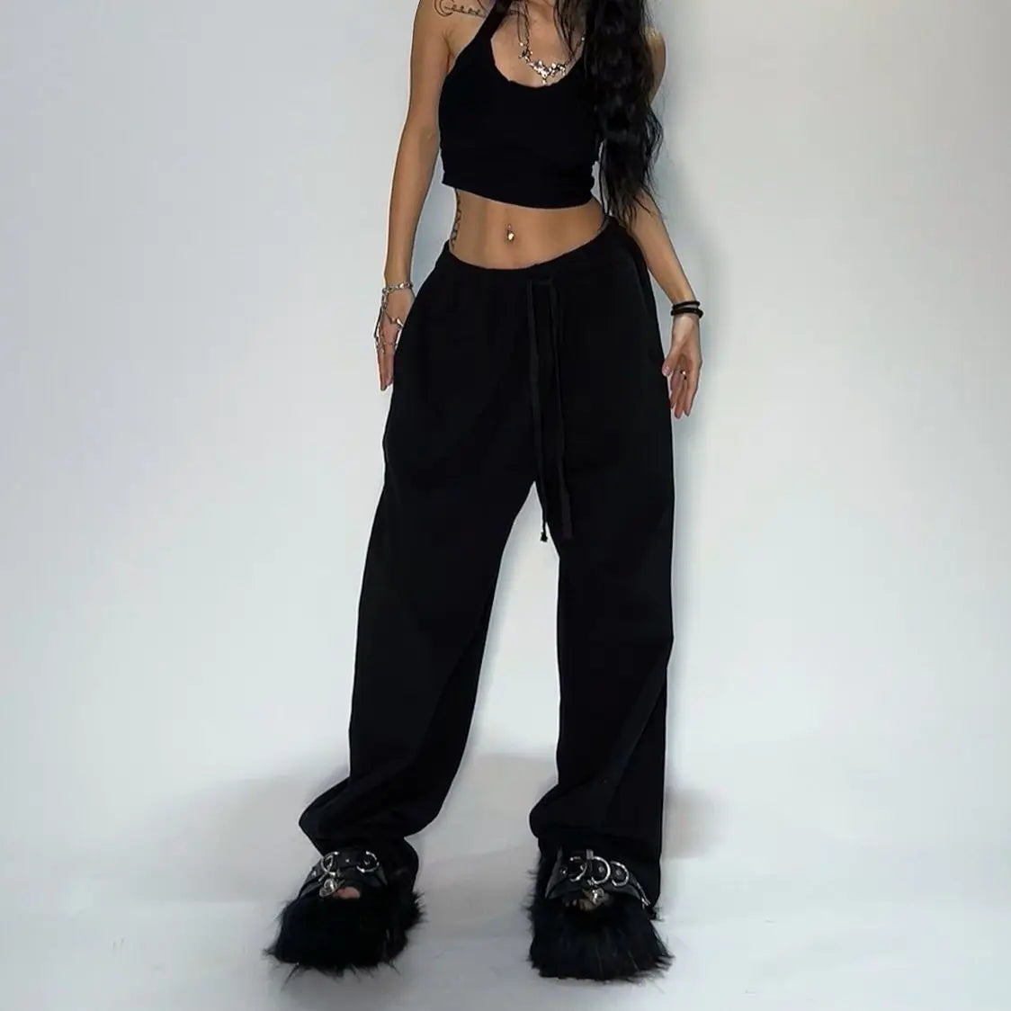 Retro Striped Wide-Leg Streetwear Pants