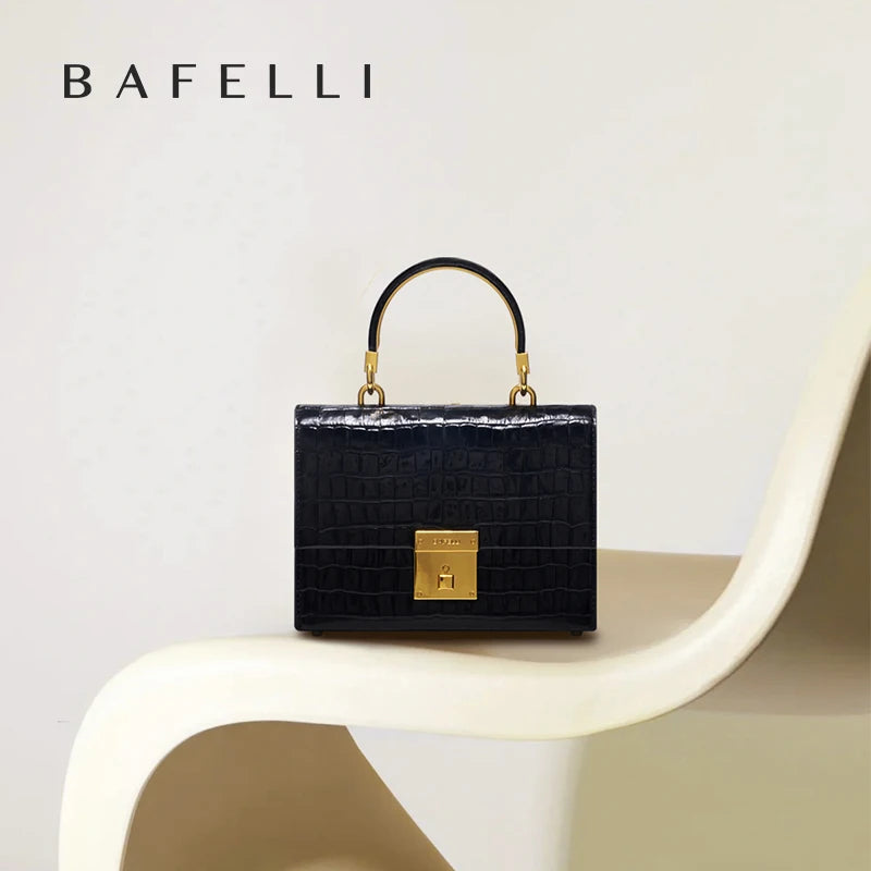 BAFELLI PURSE 2026 LUXURY BAG CROCODILE GRAIN LEATHER EVENING HANDBAG FASHION BUSINESS HANDLE CASUAL WOMEN FEMALE CROSSBODY