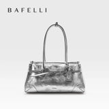 BAFELLI Silver Leather Crossbody Bag for Women