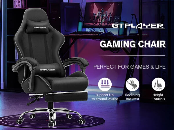 GTPLAYER Gaming Chair with Footrest & Lumbar Support