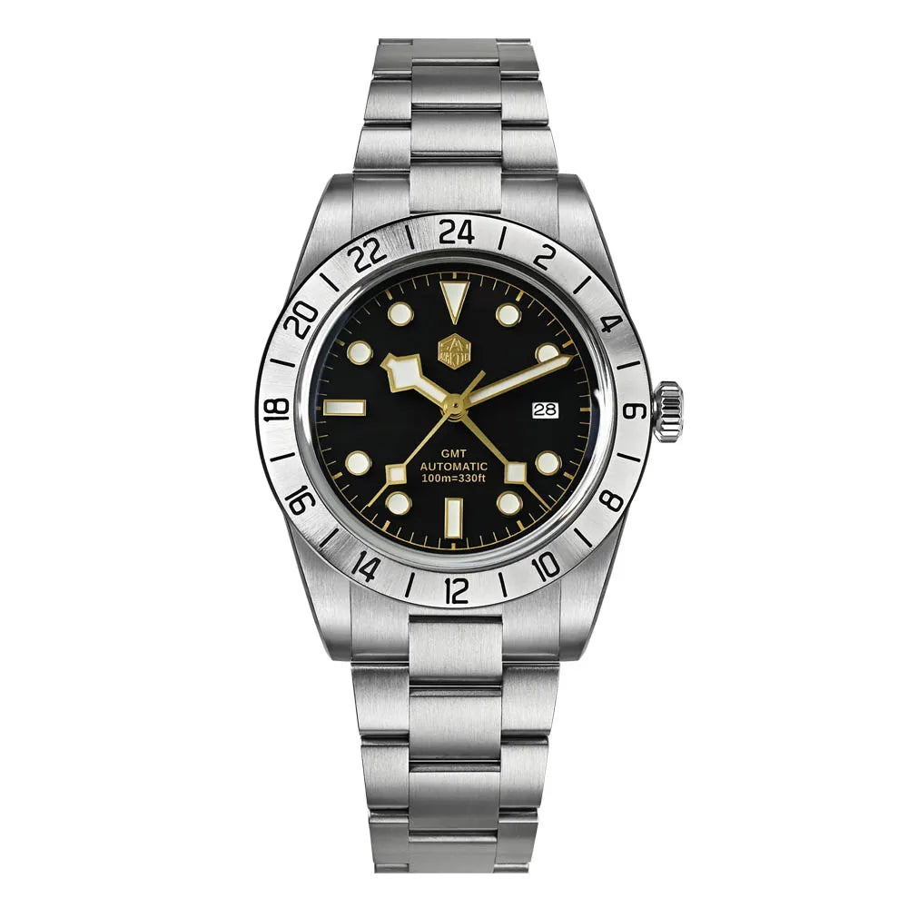 San Martin Upgraded 38.3mm BB GMT Hangzhou 6460 Men Automatic Mechanical Watches Sport Sapphire Luminous Waterproof 100m SN0054