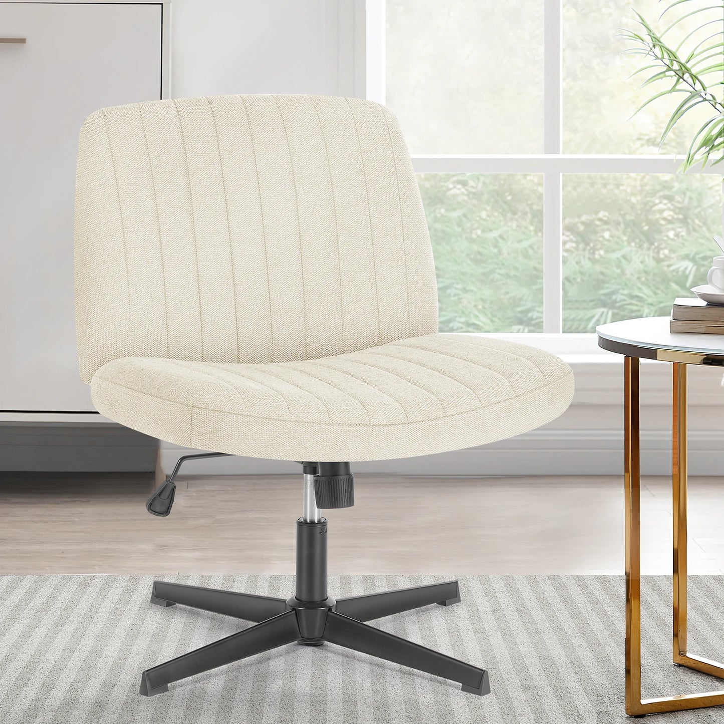 JHK Armless Wide Swivel Chair – Cross-Legged Comfort Seat