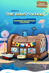 Spongebob Cartoon Krusty Krab Restaurant Building Blocks Creative Canteen Scenes Model Bricks Desktop Ornaments Fans Toys Gifts