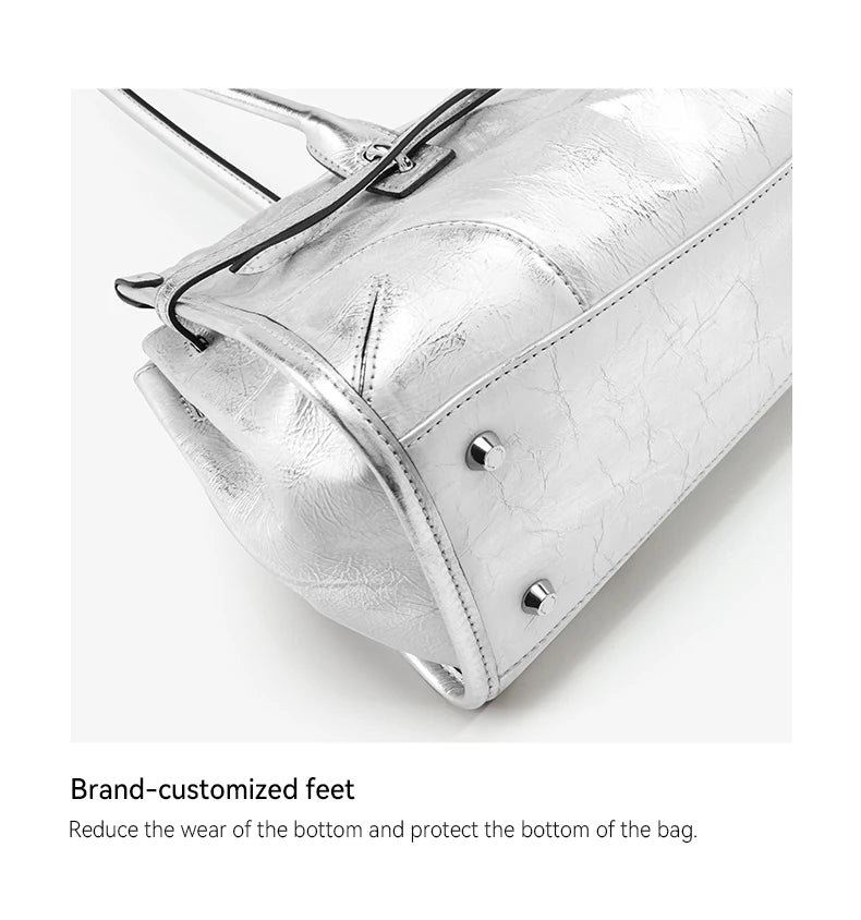 BAFELLI Silver Leather Crossbody Bag for Women