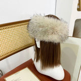 Soft Faux Fur Headband Beige warm hat for women winter Fur Headband with Elastic for Women's Winter Earwarmer Earmuff шапка