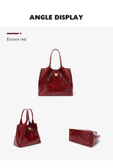 BAFELLI Croc-Embossed Genuine Leather Tote Bag