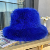 Faux Fur Bucket Hat Hot Warm Imitation Fur Thickened Autumn Winter hat Personality Fishermen Hats for women Bracer Plush hat겨울모자