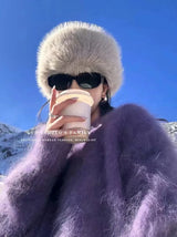 Faux Fur Hat for women for Winter leopard print hat Thickened Russian warm hat women Personality mongolian hat Fishermen Hat