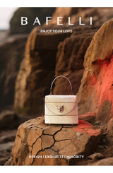 BAFELLI 2026 New Arrival: Unique Cracked Leather Shoulder Bag with Cat Head Design, Luxury Brand Mini Crossbody Bag