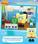 Spongebob Cartoon Krusty Krab Restaurant Building Blocks Creative Canteen Scenes Model Bricks Desktop Ornaments Fans Toys Gifts