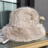 Faux Fur Bucket Hat Hot Warm Imitation Fur Thickened Autumn Winter hat Personality Fishermen Hats for women Bracer Plush hat겨울모자
