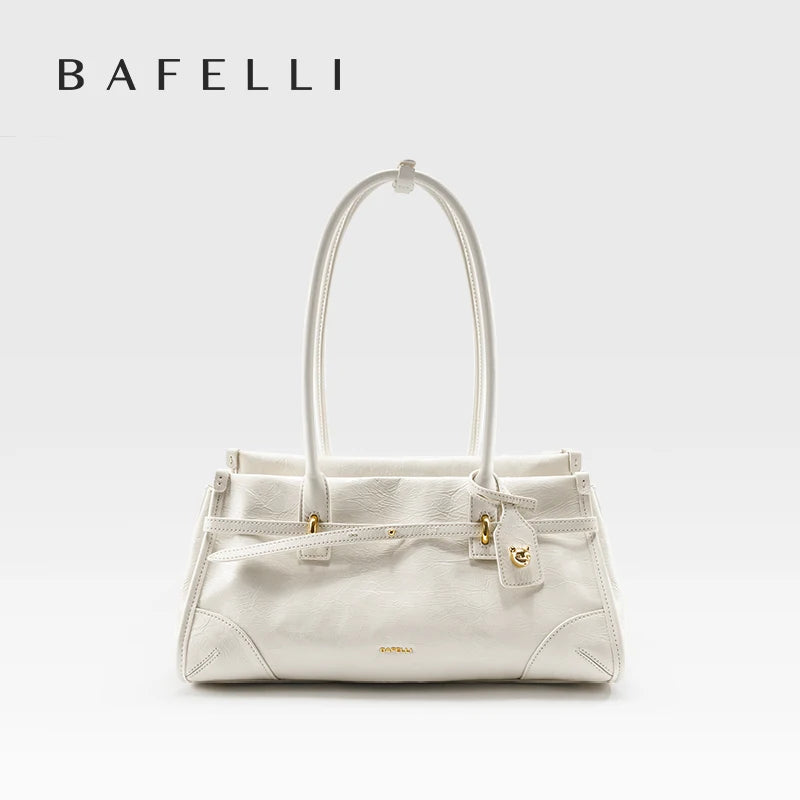 Bafelli Saffiano Leather Crossbody Tote with Chain Strap
