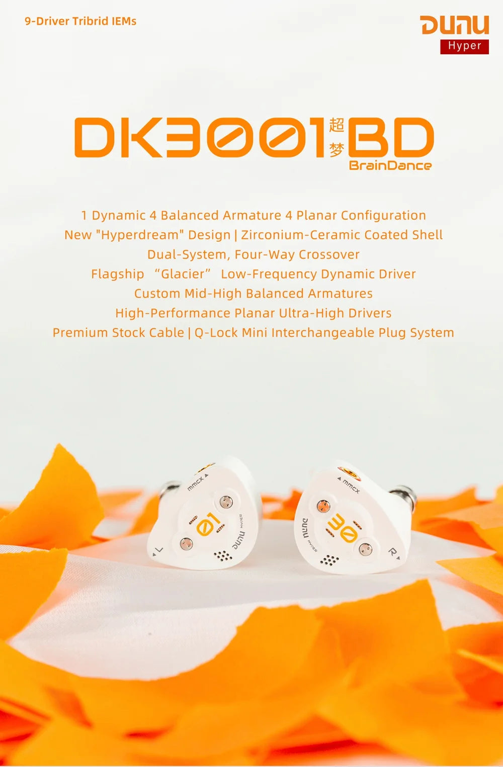 DUNU DK3001 BrainDance Hybrid IEM | 1DD+4BA+4 Micro Planar