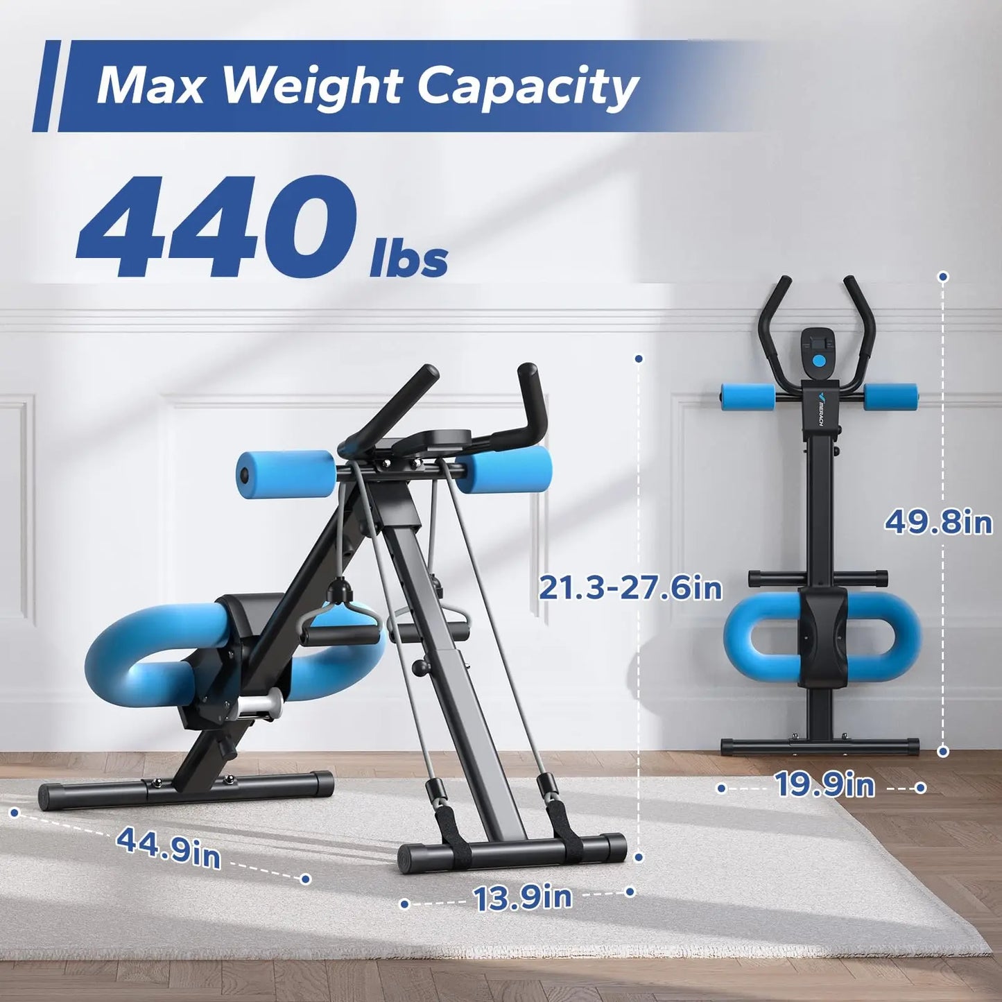 MERACH 2314 Ab Machine Adjustable Trainer Workout Foldable Knee Protection Abdominal Exercise Machine Core Ab Exercise System Trainer