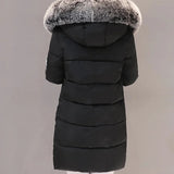 Elegant Fur-Collar Hooded Parka