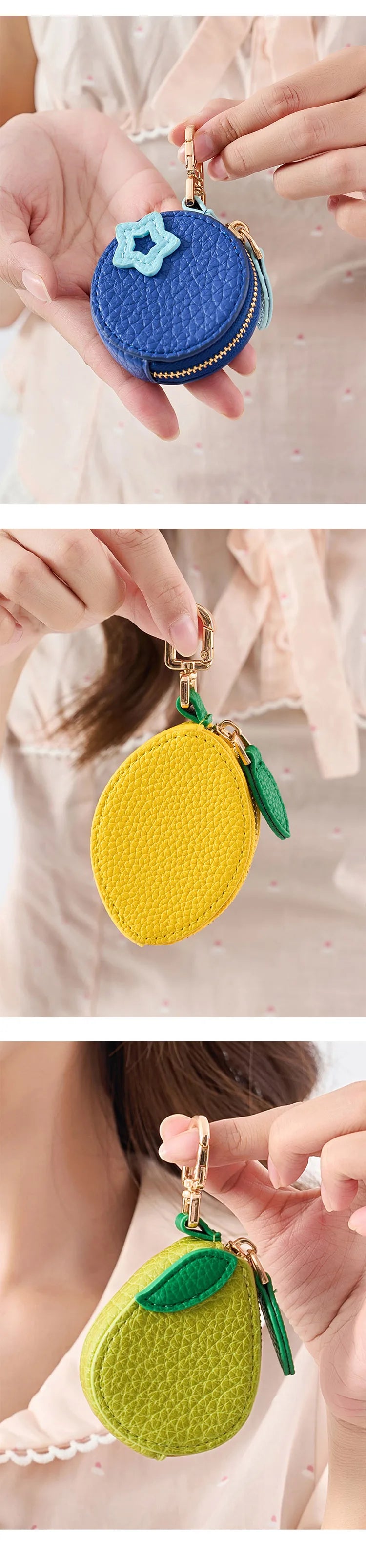 Fruit Coin Purse with Zipper & Keychain