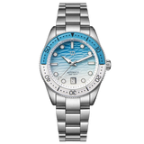WISHDOIT Men's Automatic Dive Watch With Ocean Blue And White Ripple Dial 8215 Movement Sapphire Glass Mirror