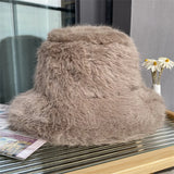 Faux Fur Bucket Hat Hot Warm Imitation Fur Thickened Autumn Winter hat Personality Fishermen Hats for women Bracer Plush hat겨울모자