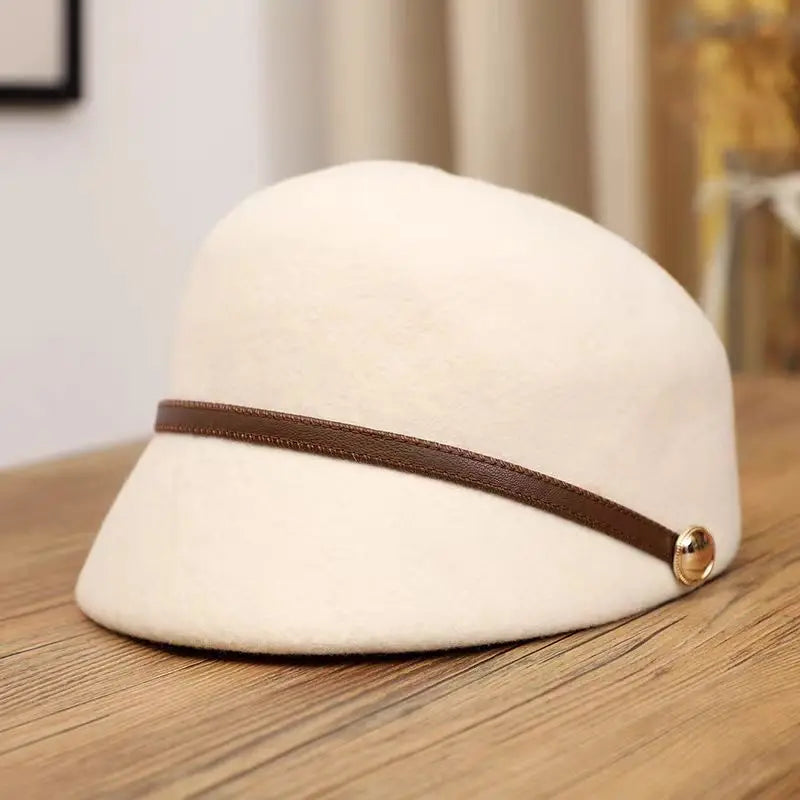 Vintage Wool Equestrian Beret Hat for Women