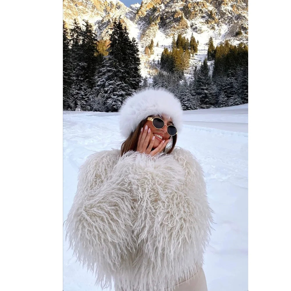 Faux Fur Hat for women for Winter leopard print hat Thickened Russian warm hat women Personality mongolian hat Fishermen Hat