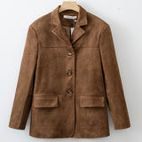 2025 Fall / Autumn Winter New Women Fashion Suede Basic Jacket Basic Blazer