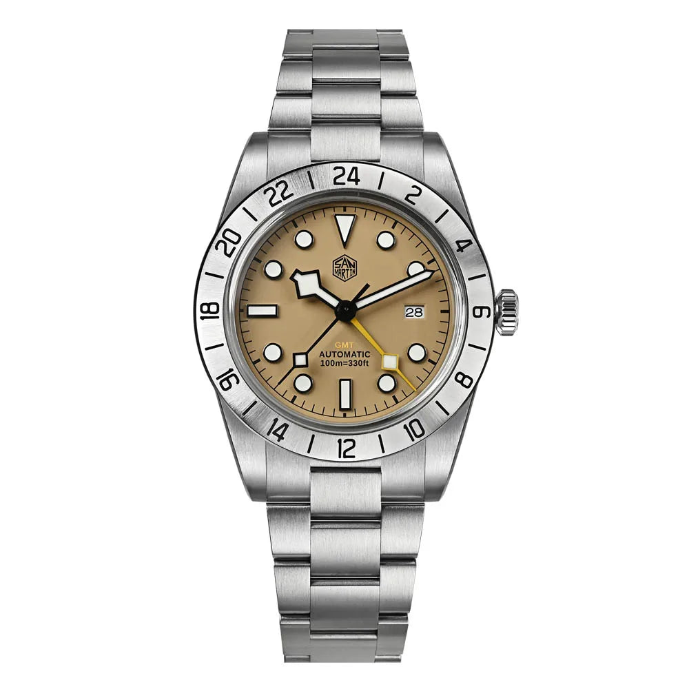 San Martin Upgraded 38.3mm BB GMT Hangzhou 6460 Men Automatic Mechanical Watches Sport Sapphire Luminous Waterproof 100m SN0054